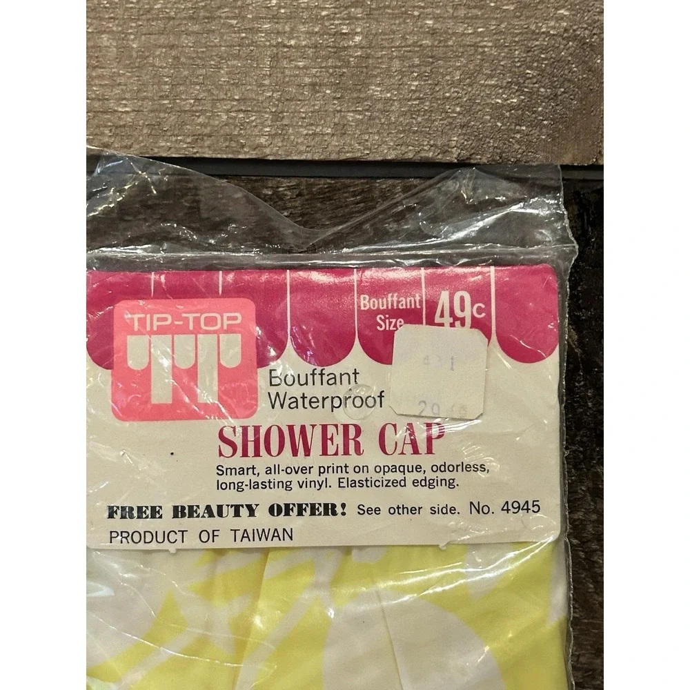 Vintage Tip Top Bouffant Shower‎ Cap NOS in Package Yellow Flowers